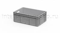 Евроконтейнер открытые ручки/усиленное дно (серый), 600x400x220 мм