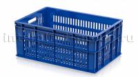 Ящик для молока, мяса, овощей и фруктов большая перфорация дно перфорированное синий
