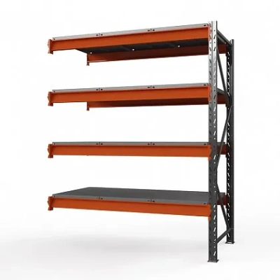 Секция приставная стеллажа металлического Оптима, 2500x1530x785 мм. Полки: 4 шт. метал.